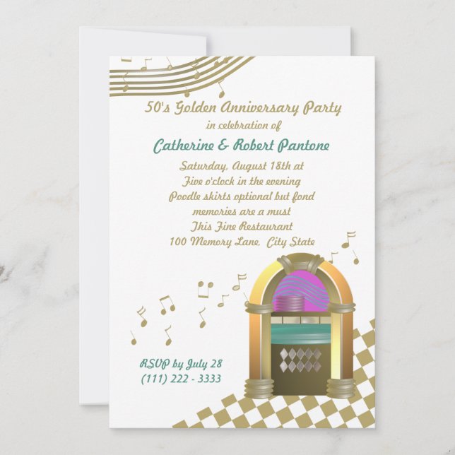 Fifties are Golden Invitation (Front)