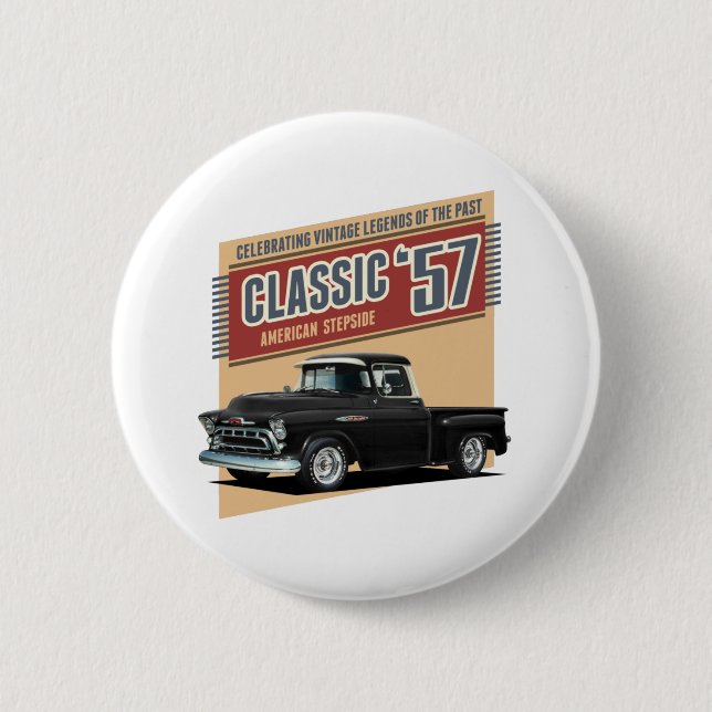 Fifties Black Street Rod Truck Button (Front)