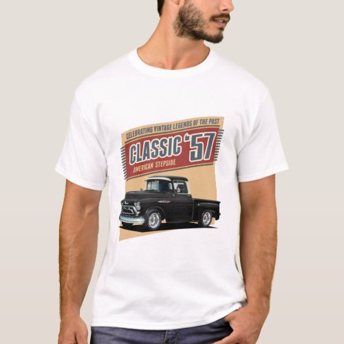 Fifties Black Street Rod Truck T_Shirt