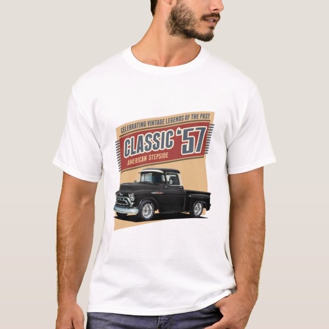 Fifties Black Street Rod Truck T-Shirt (Front)