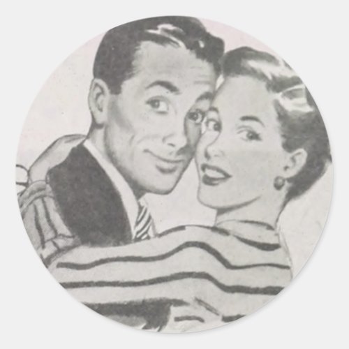 Fifties couple in love retro vintage classic round sticker