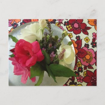 Fifties Fabric Flower Postcard by logodiane at Zazzle