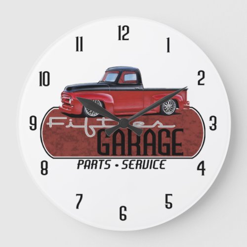 Fifties Garage with Truck Large Clock