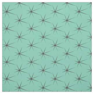 Fifties Gray Stars on Retro Turquoise Fabric