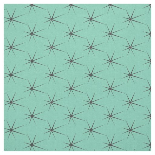Fifties Gray Stars on Retro Turquoise Fabric
