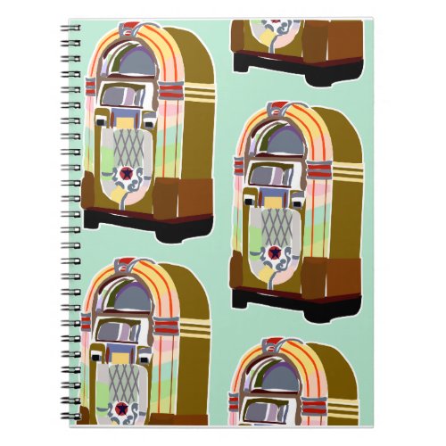 Fifties Jukeboxes Retro Minty Joy Art Pattern  Notebook