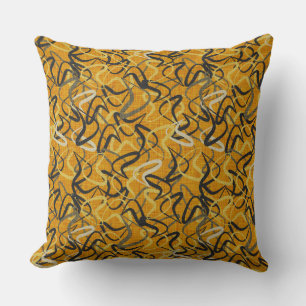 Fifties Mid-Century Modern   Gold, Black, Gray Throw Pillow