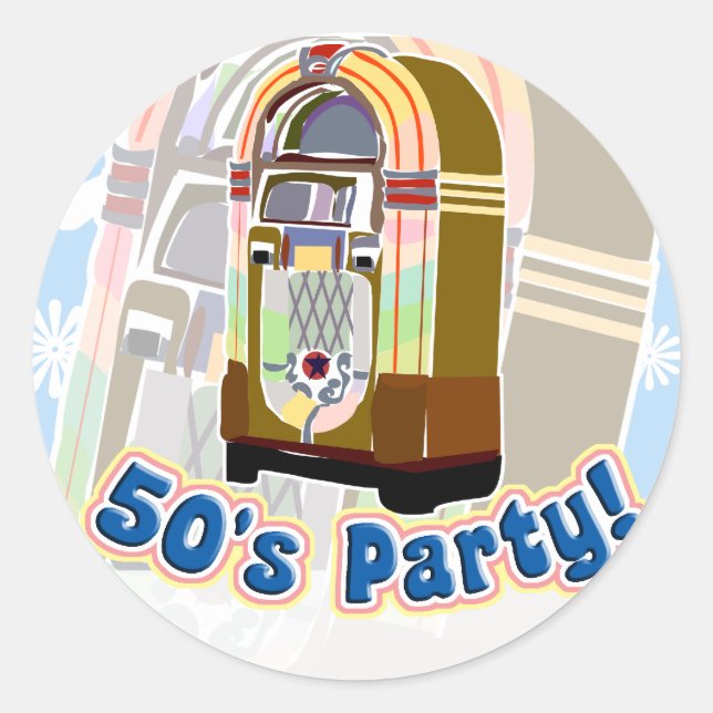 Fifties Party Classic Round Sticker (Front)