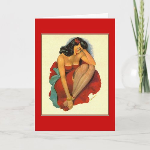 Fifties Pin Up BirthdayValentines Day Card