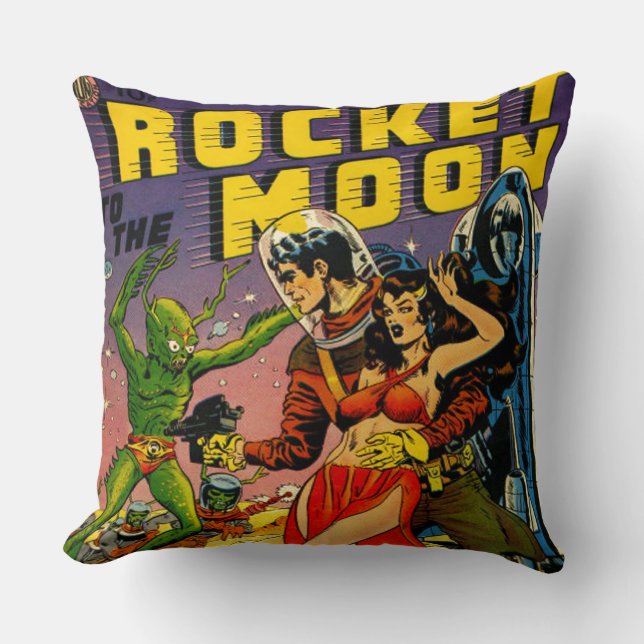 FIFTIES SCI FI ART COMICS THROW PILLOW (Front)