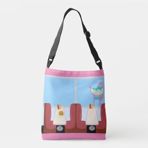 Fifties Sock Hop Era Retro Diner Cartoon Crossbody Bag