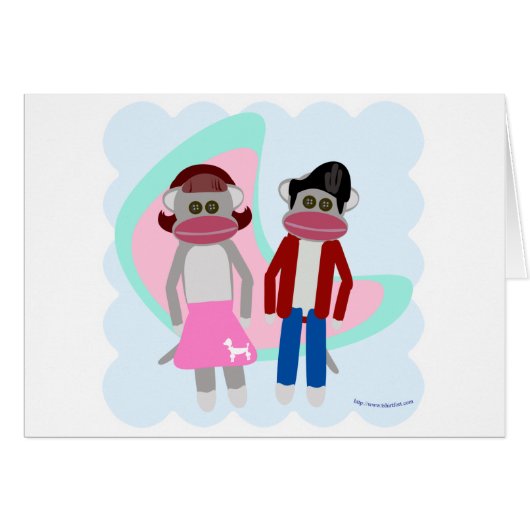 Fifties Sock Hop Sock Monkeys Cards (Front Horizontal)