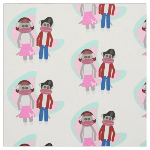 Fifties Sock Hop Sock Monkeys Fabric