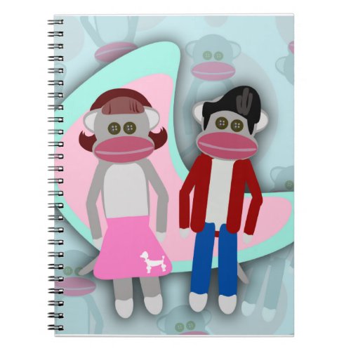 Fifties Sock Hop Sock Monkeys Vintage Art Fun Notebook