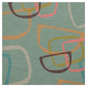 Fifties Style Aqua Atomic Shapes Fabric