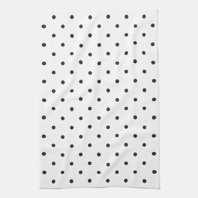 Fifties Style Black and White Polka Dot Kitchen Towel (Vertical)