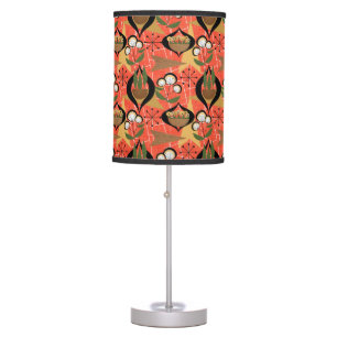 Fifties Style Houseplants Orange, Black, White Table Lamp