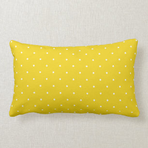 Fifties Style Lemon Yellow Polka Dot Lumbar Pillow