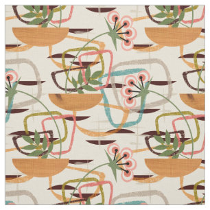 Fifties Style Mid Century Modern Plants Fabric