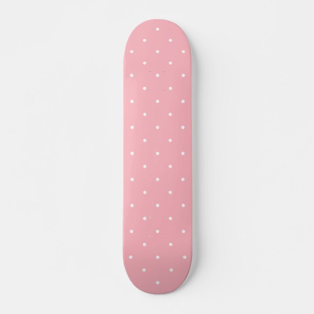 Fifties Style Pink Polka Dot Skateboard Deck (Front)