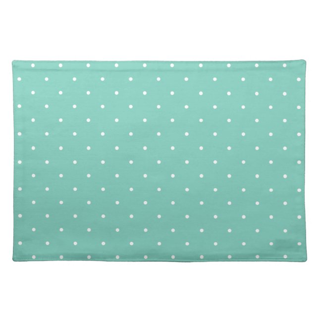 Fifties Style Turquoise Polka Dot Cloth Placemat (Front)