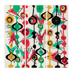 Fifties Vintage Atomic Shapes Mid Century Style Triptych