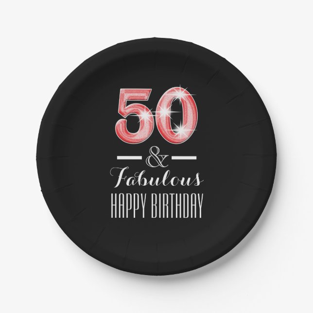 Fiftieth 50th birthday men paper plates (Front)