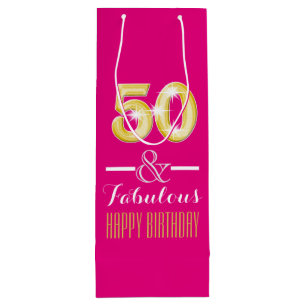 Fiftieth 50th birthday wine bottle gift bag