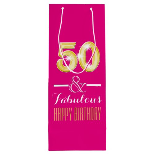 Fiftieth 50th birthday wine bottle wine gift bag