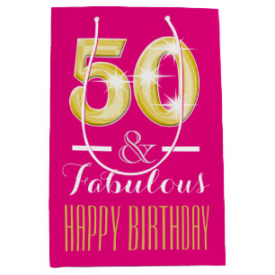 Fiftieth 50th birthday women medium gift bag