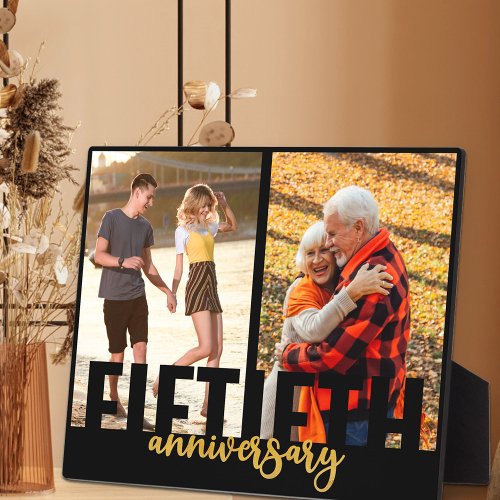 Fiftieth Anniversary Oversized Typography 2 Photo Plaque