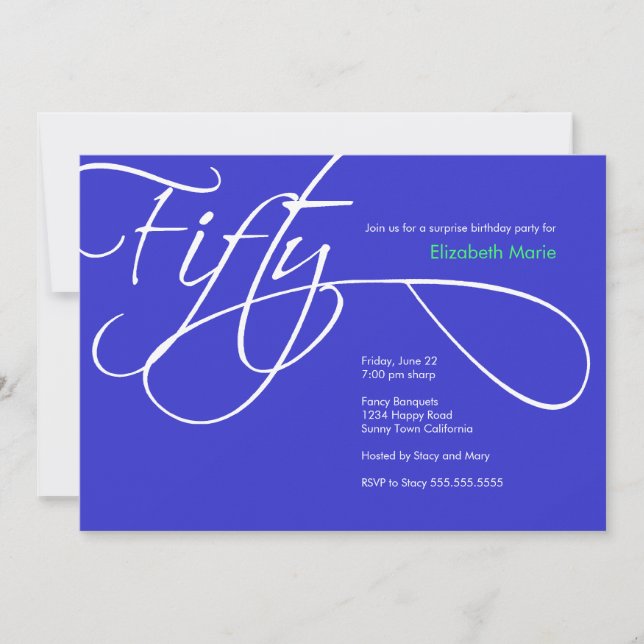 Fiftieth Birthday Party - Custom background color Invitation (Front)
