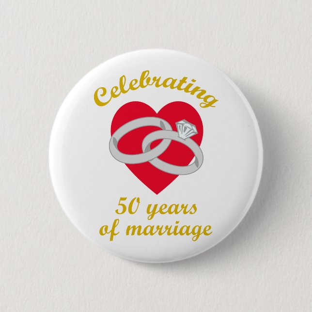 Fiftieth Wedding Anniversary Button (Front)