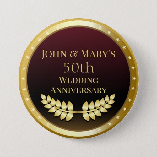Fiftieth Wedding Anniversary Gold Medal Button