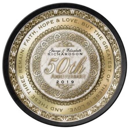Fiftieth Wedding Anniversary Gold Quote Marble Plate