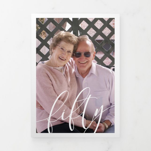 Fiftieth Wedding Anniversary Photo Tri-Fold Invitation (Cover)
