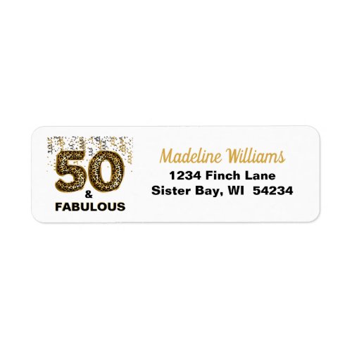 Fifty 50 and Fabulous Leopard Print Foil Balloon Label