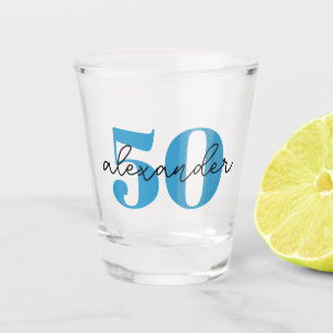 Fifty 50th birthday age modern script shot glass