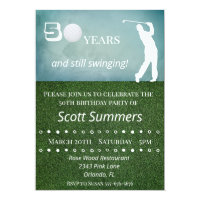 Fifty 50th Birthday Golf Golfer Customize Invitation