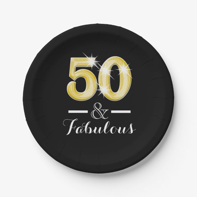 Fifty 50th birthday milestone party paper plates (Front)