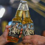 Fifty 50th birthday party photo gold black beer bottle label<br><div class="desc">Fifty script text in gold effect color and one large photo 50th birthday drink label. Use for a fun addition to your birthday party! Personalize this 50th birthday design with your own photo, name, date or other wording. Other years and matching items are available and can be created by request....</div>