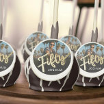 Fifty 50th birthday party photo gold black cake pops<br><div class="desc">Fifty script text in gold effect color and one large photo 50th birthday cake pop. A great fun addition to your birthday party cake selections, or as table decorations or both! Personalize this 50th birthday party design with your own photo and short name. Other years and matching items are available...</div>