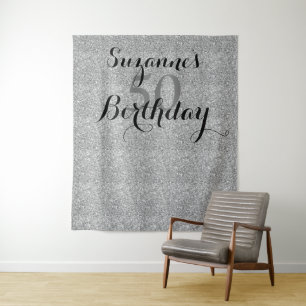 Fifty 50th Birthday Silver Glitter Party Decor 50 Tapestry