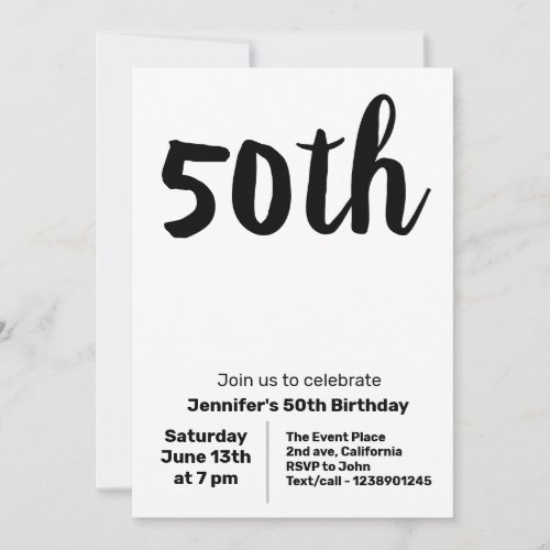 FIFTY 50TH BIRTHDAY SIMPLE PARTY INVITATION