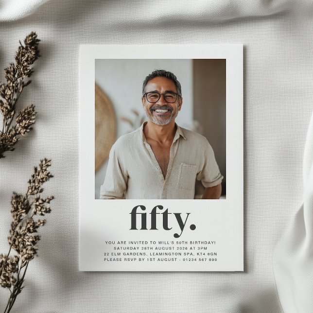 Fifty 50th Square Photo Birthday Invitation (Creator Uploaded)