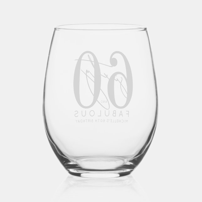 Fifty 60th Birthday Stemless Wine Glass