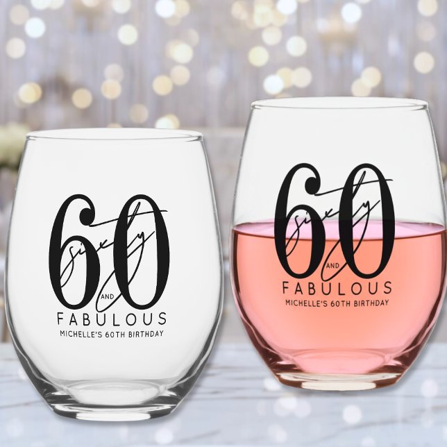Fifty 60th Birthday Stemless Wine Glass (Fifty 60th Birthday Stemless Wine Glass)