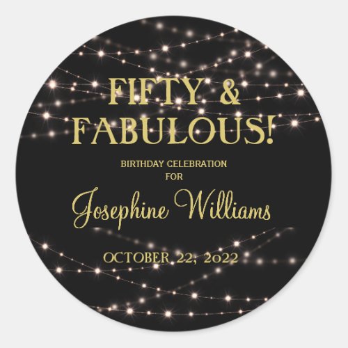 Fifty and Fab Birthday Party Classic Round Sticker