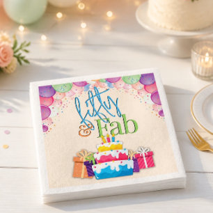 Fifty and Fab Colorful Birthday Party Napkins