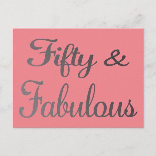 Fifty and Fabulous 50 Birthday Postcard